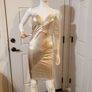 Fashion Nova Dress white gold size Large NWT